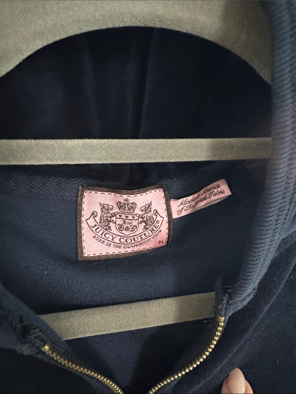 Juicy Couture Navy Hoodie with Pink Label - Picture 1 of 5